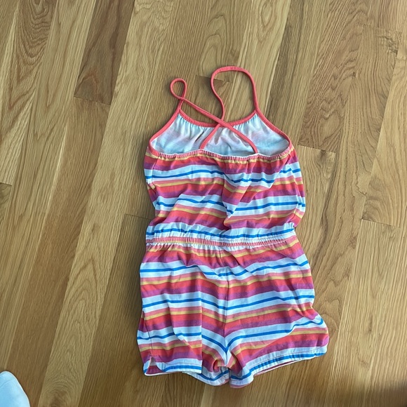 pink yellow and blue stripes romper. - Picture 2 of 3